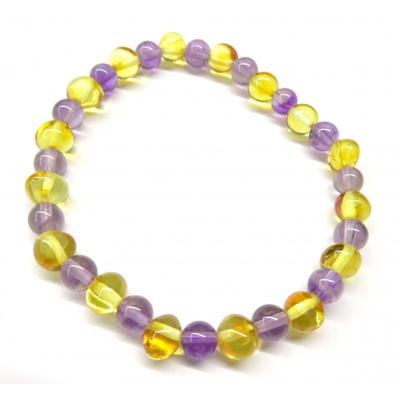 Náramek jantar a ametyst