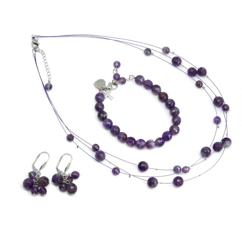 Ametyst náušnice v soupravě