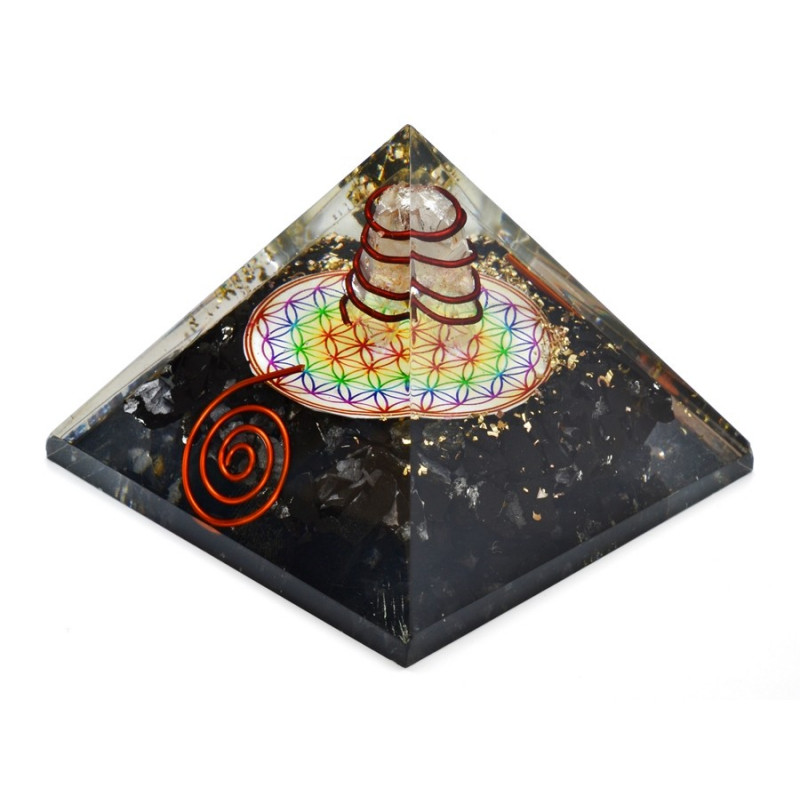 Orgonitová pyramida květ života se šungitem