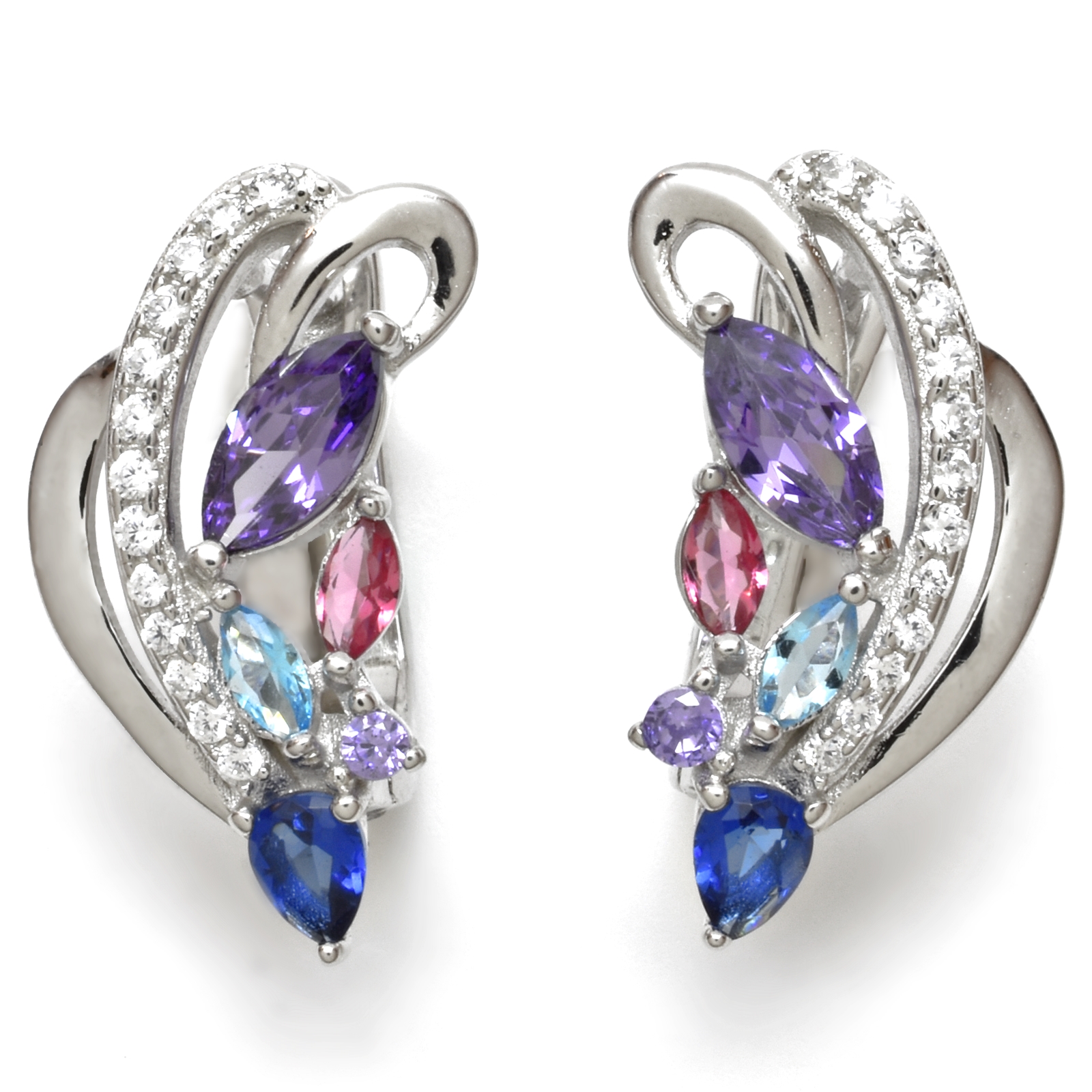 Stříbrné barevné náušnice