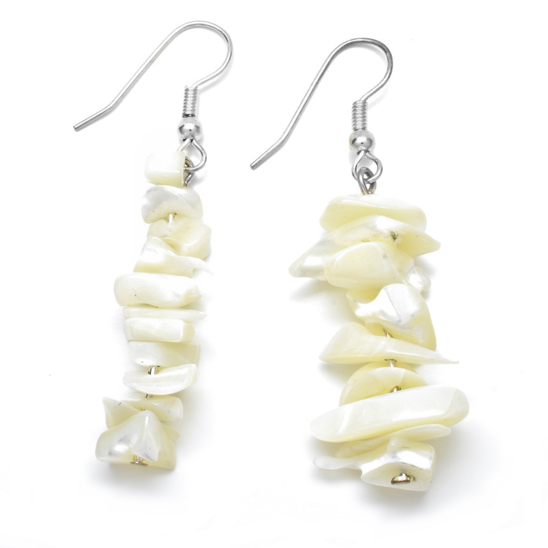 Visací náušnice bílá perleť