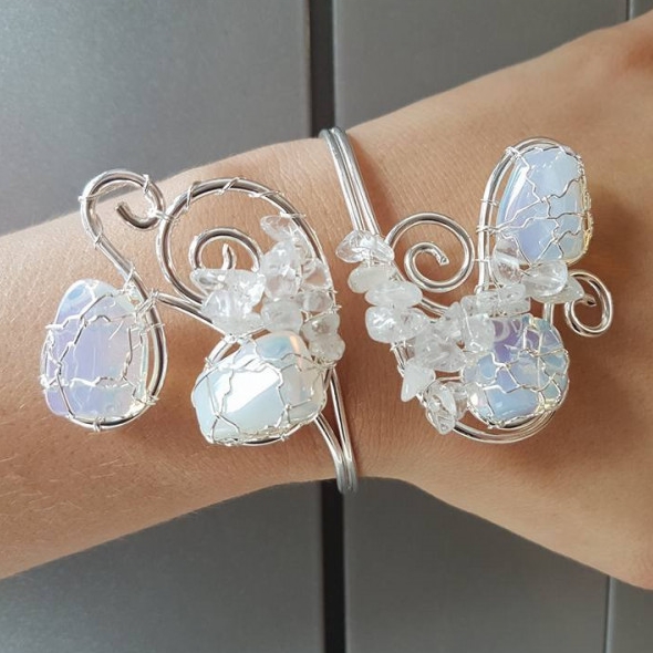 Autorský náramek křišťál a opalit