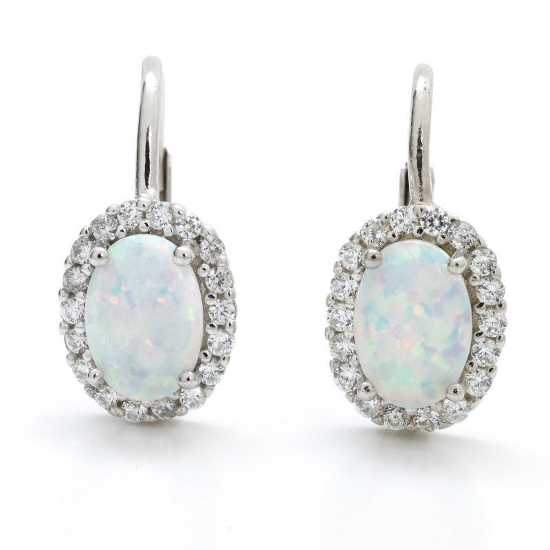 Stříbrné náušnice bílý opál