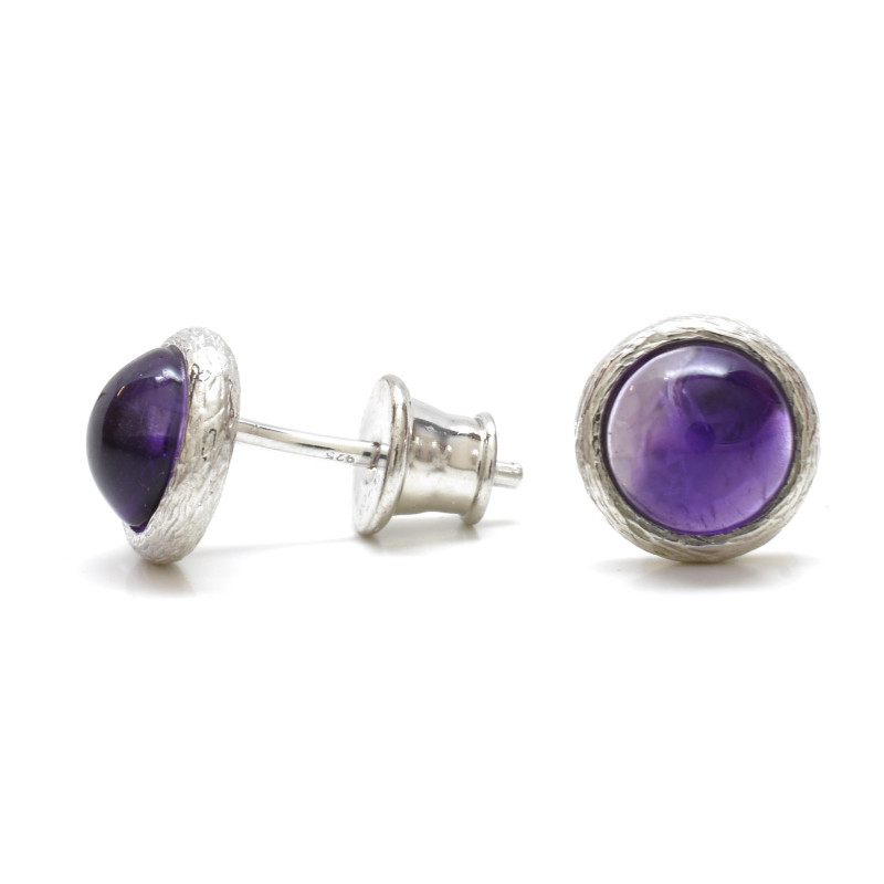 Stříbrné náušnice fialový ametyst