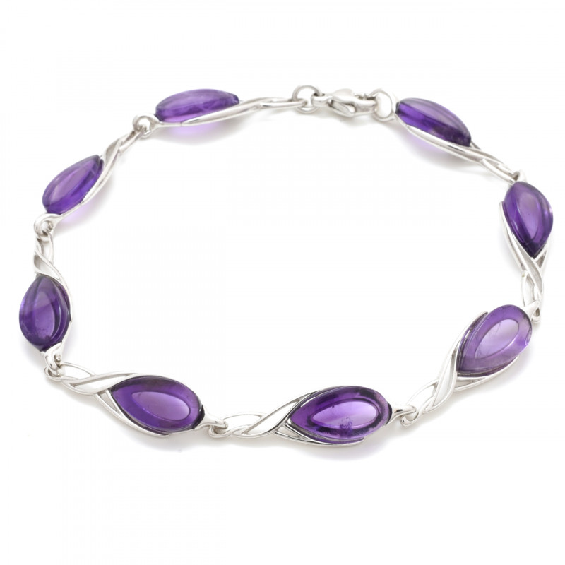 Stříbrný náramek fialový, ametyst