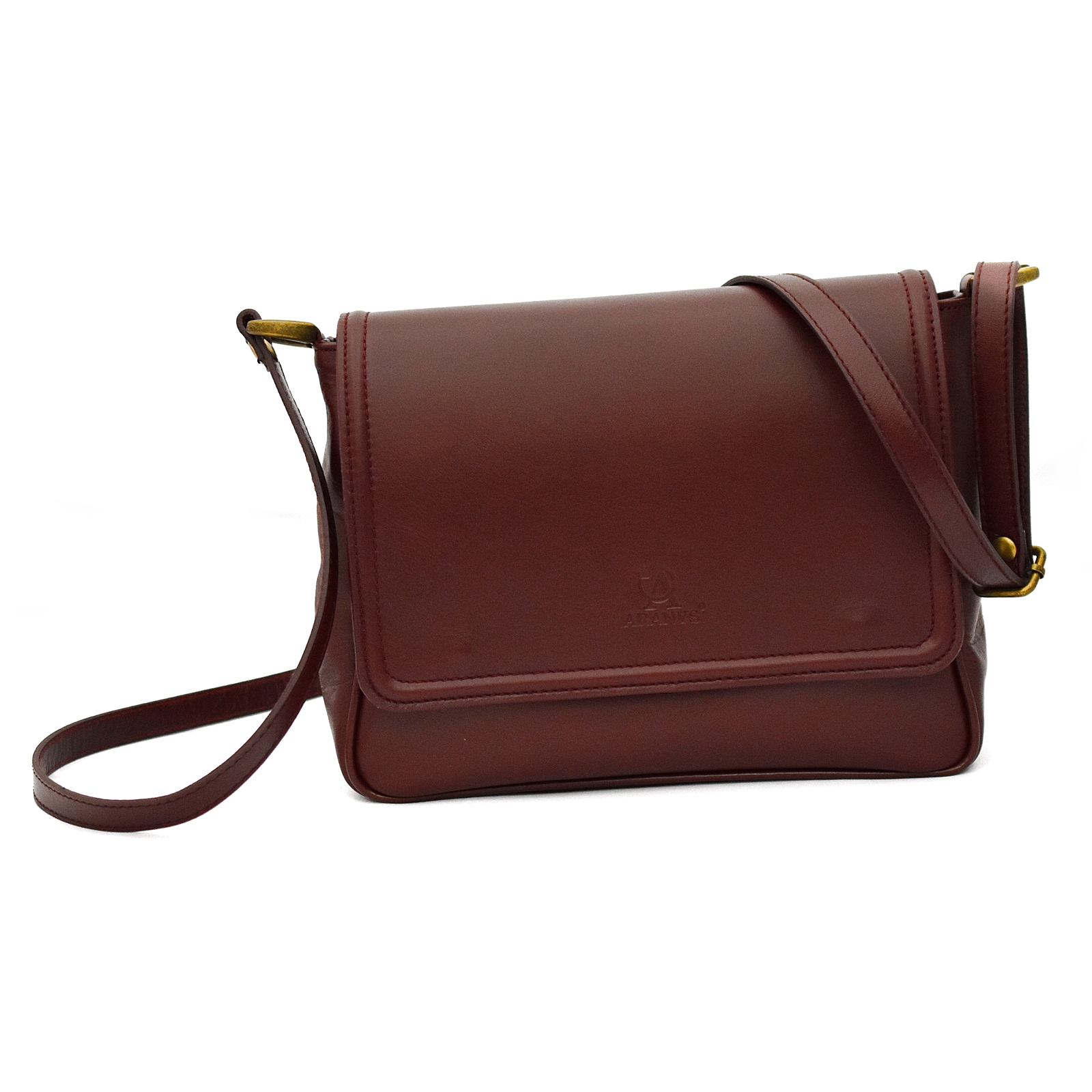 Vínově červená kožená kabelka Aranys