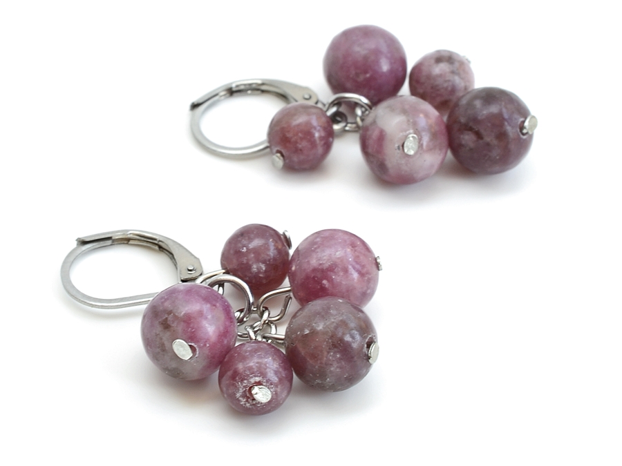 Náušnice lepidolit