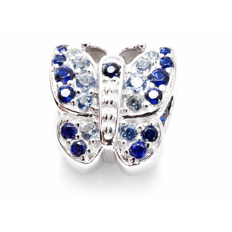 Stříbrný korálek modrý motýl