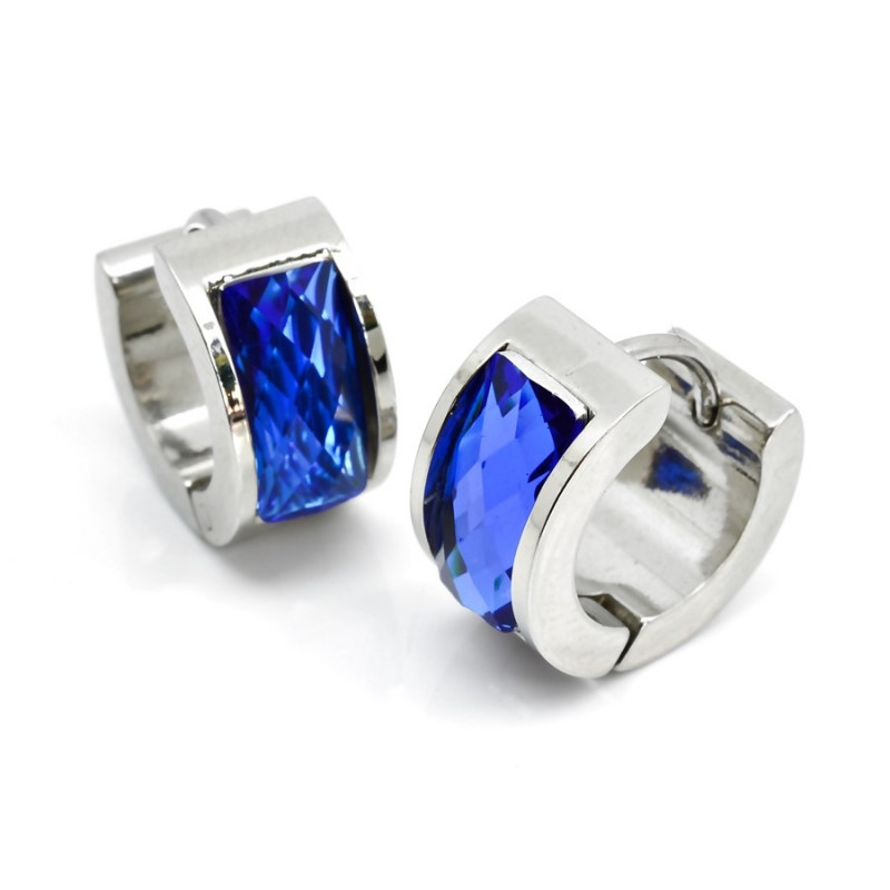 Modré ocelové náušnice