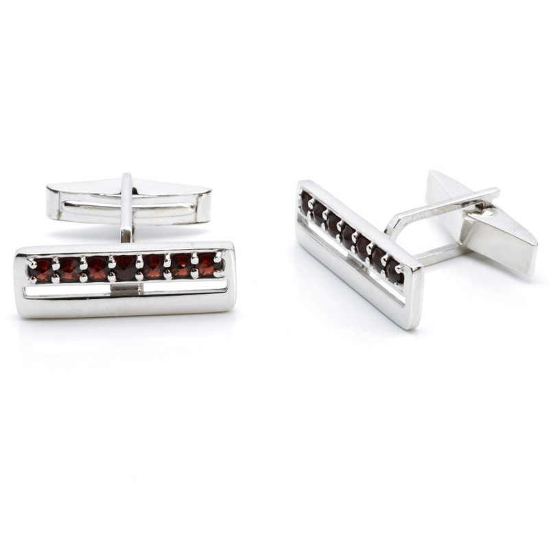 Stříbrné manžetové knoflíčky s českými granáty