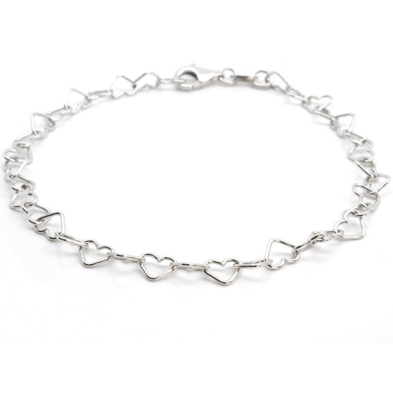 Stříbrný srdíčkový náramek
