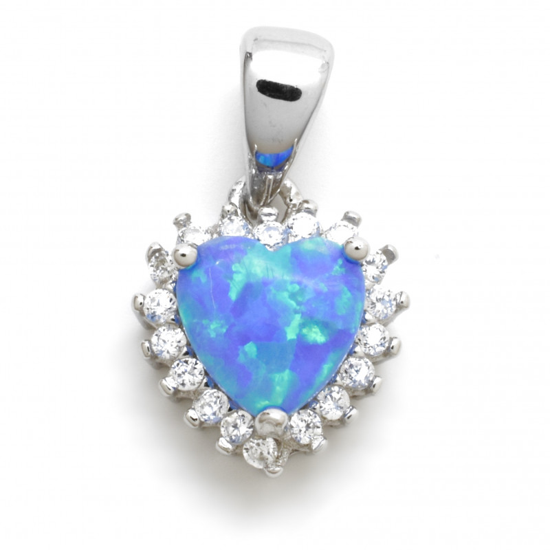 Stříbrný přívěsek srčíško s modrým opálem