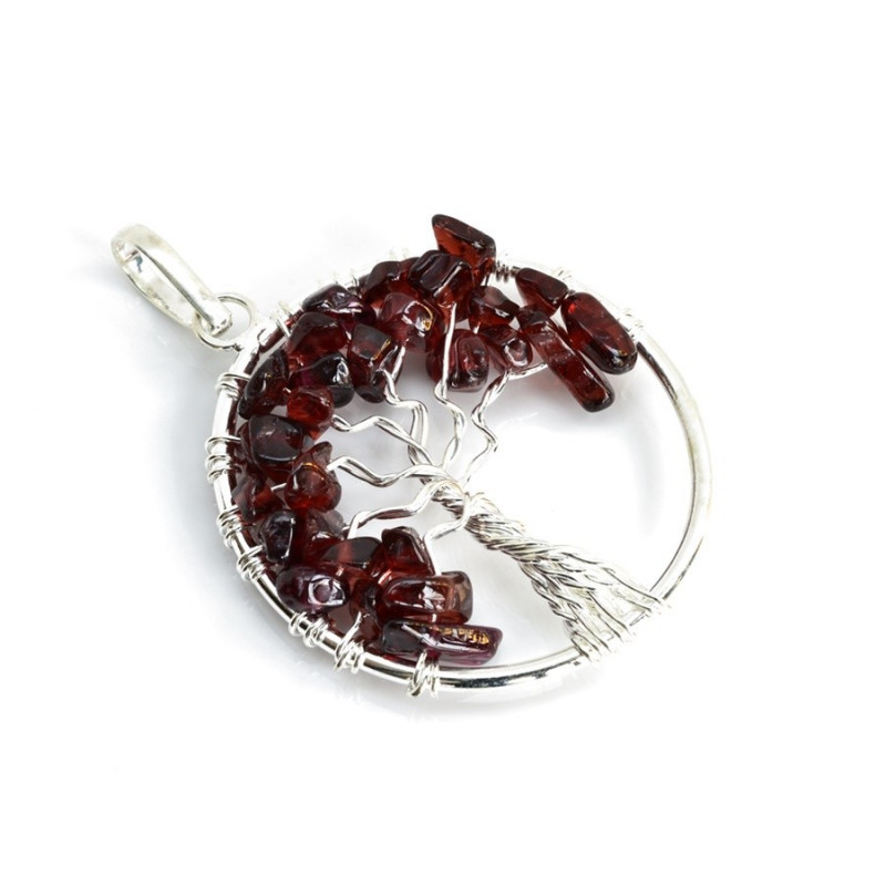 Přívěsek strom života s červenými granáty