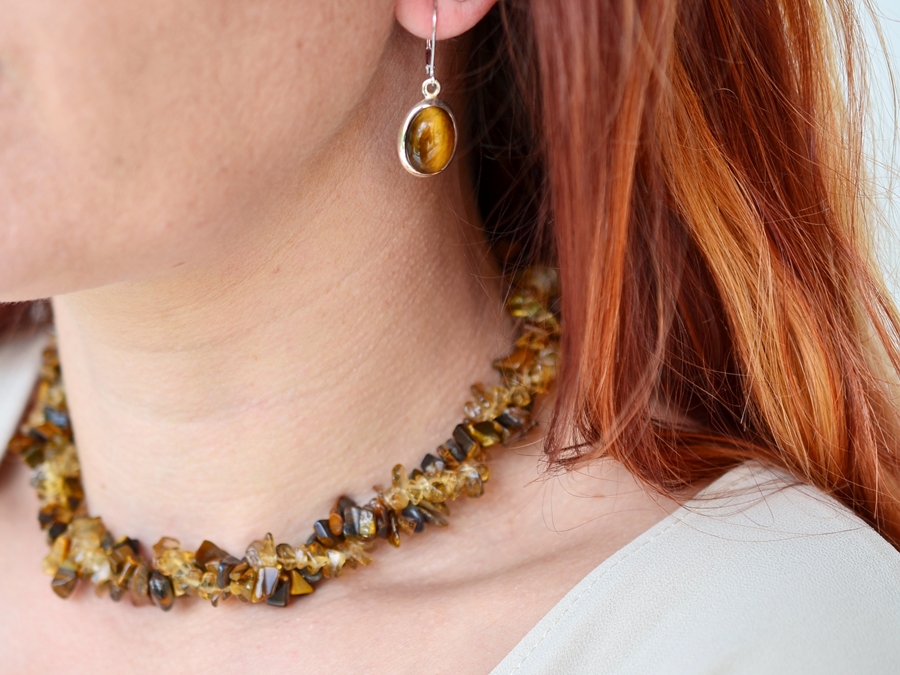 tygří oko náhrdelník a náušnice