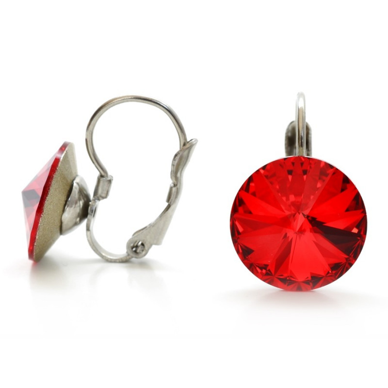 Ocelové náušnice s červeným Swarovski kamínkem